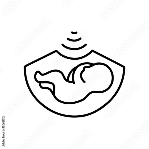 pregnancy ultrasound doodle icon, vector color line illustration
