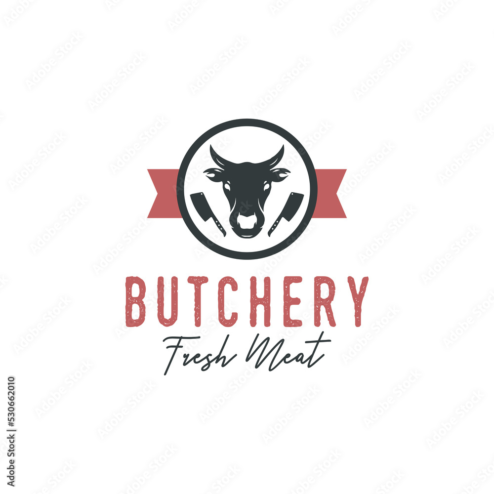 Butchery meat shop icon logo design