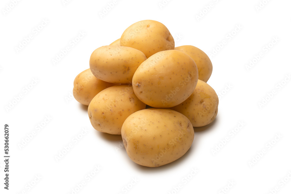 A group of fresh tasty potato isolated on white background. A group of fresh tasty potato isolated on white background.