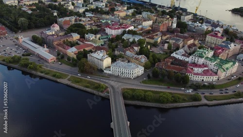 Vyborg, old town, aerial video
