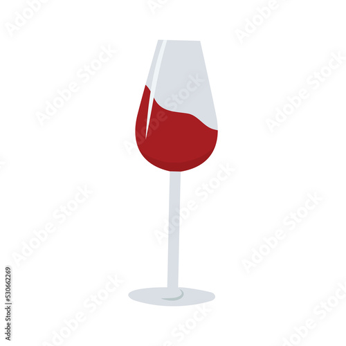 Transparent glass with red wine vector illustration.	