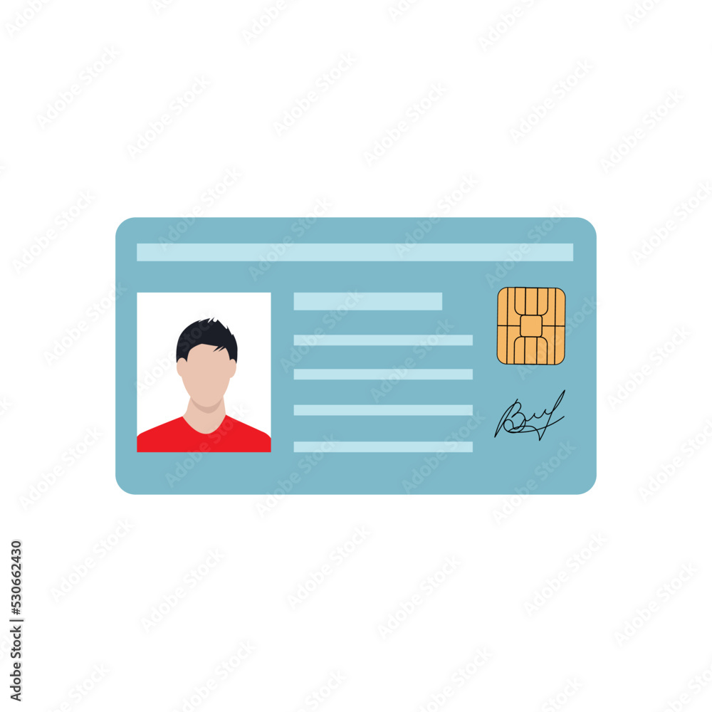 ID card, driver's license, identity card or access card. Vector illustration