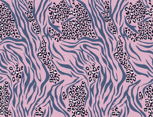 leopard and zebra pattern, animal pattern, seamless vector texture, mix background