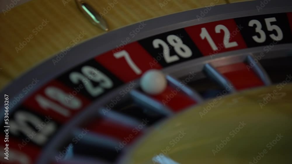 casino roulette, spinning, the ball is already on the number 7. won the number casino roulette, spinning, the ball is already on the number 7. won the number