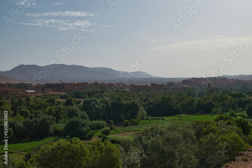 traditional red cloth town in morocco  old town panorama  traditional landscape