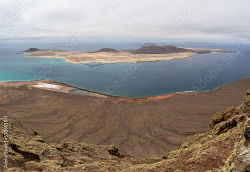 View of La Graciosa island from Mirador Del Rio. Lanzarote. Canary Islands. Spain.