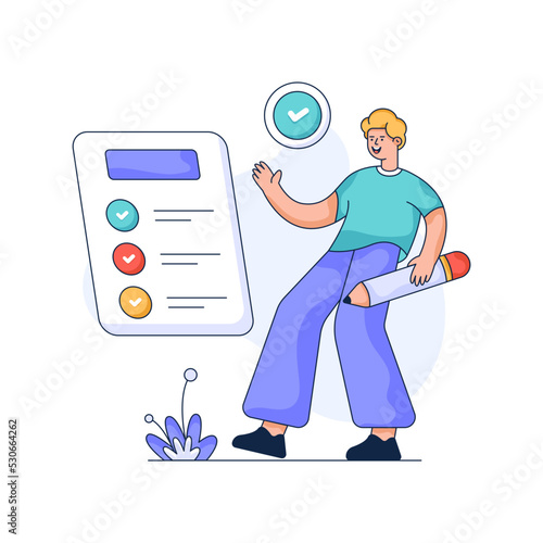 An editable flat illustration of task complete  