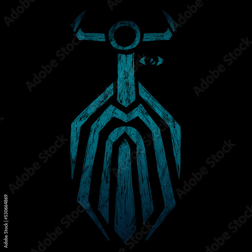 Odin, face, mask, Norse mythology, isolated on black background photo