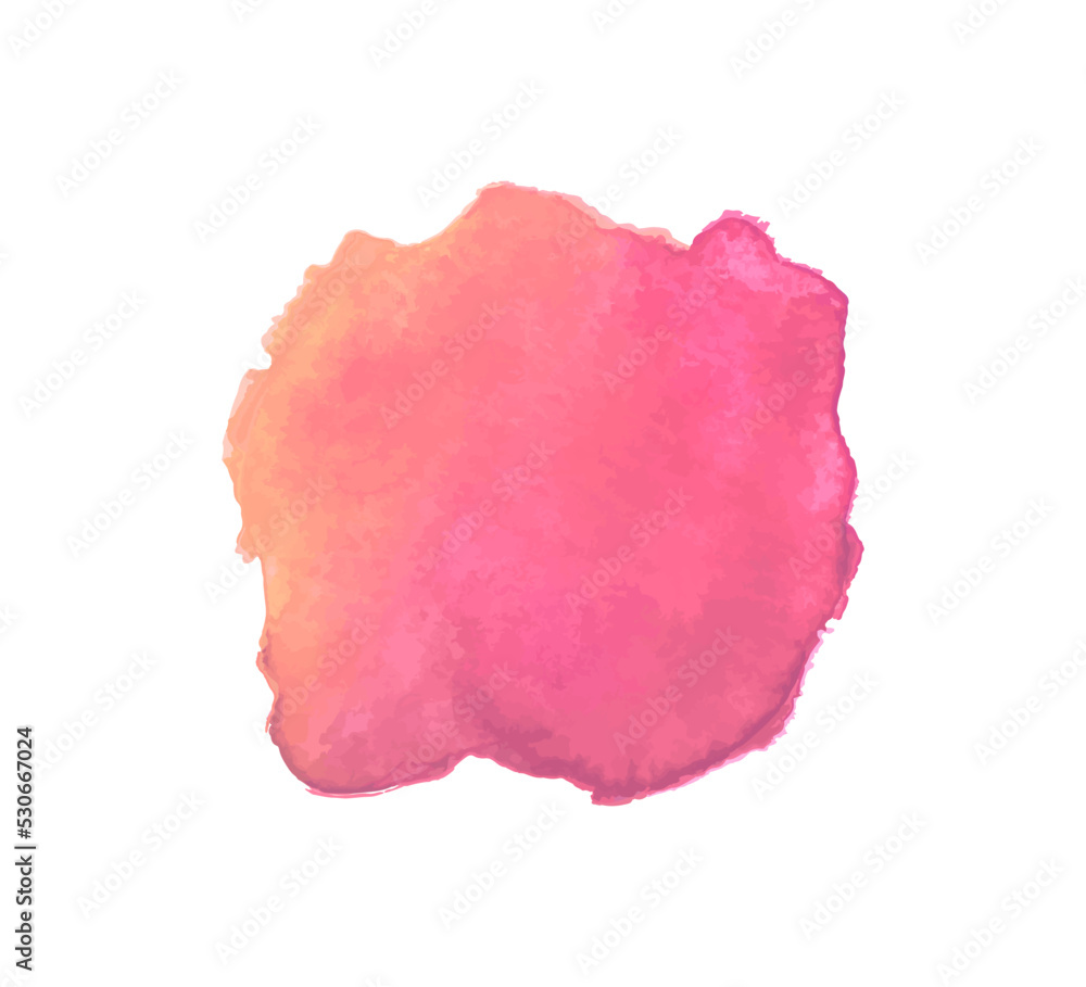 Colorful watercolor spot on isolated white background. Colored aquarelle art. Hand drawn watercolour stain