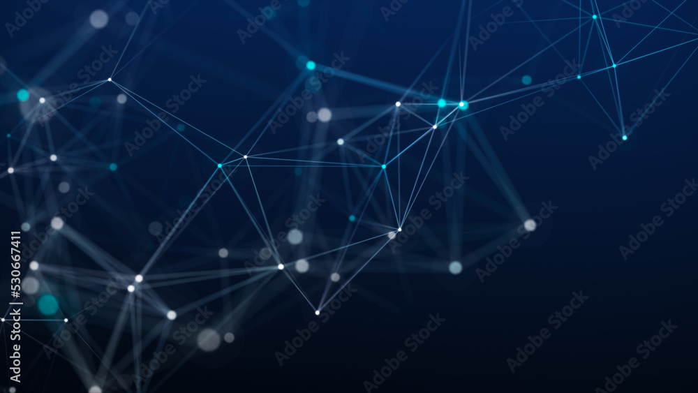 Visualization of big data. The concept of network connectivity . Abstract blue background with lines and dots of different colors. 3D rendering. Visualization of big data. The concept of network connectivity . Abstract blue background with lines and dots of different colors. 3D rendering.