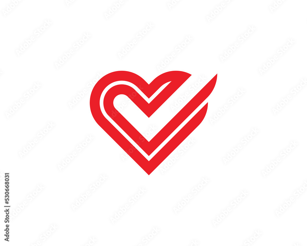 Heart Check Logo Concept icon symbol sign Element Design. Love, Health Care, Tick Logotype. Vector illustration logo template