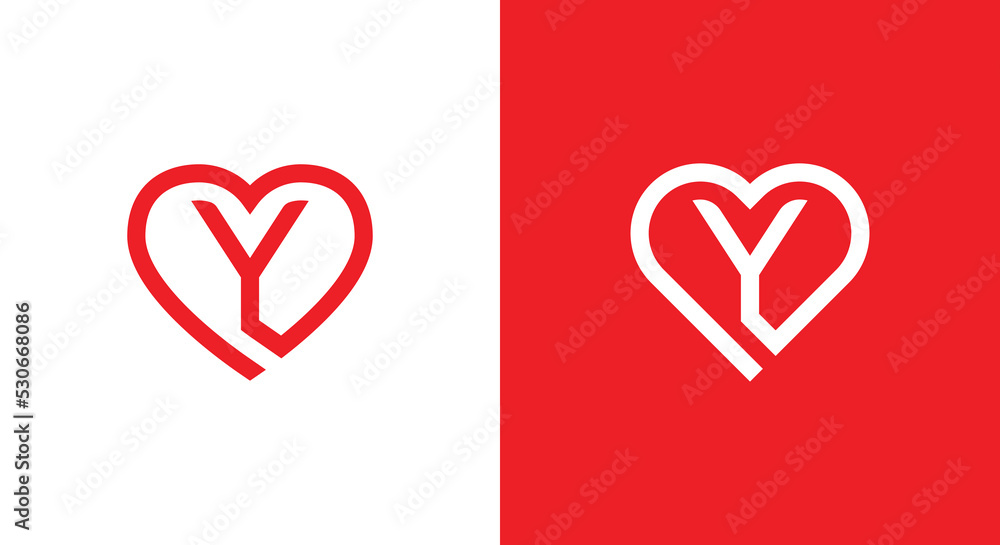 Initial Letter Y Heart Logo Concept icon symbol sign Element Design