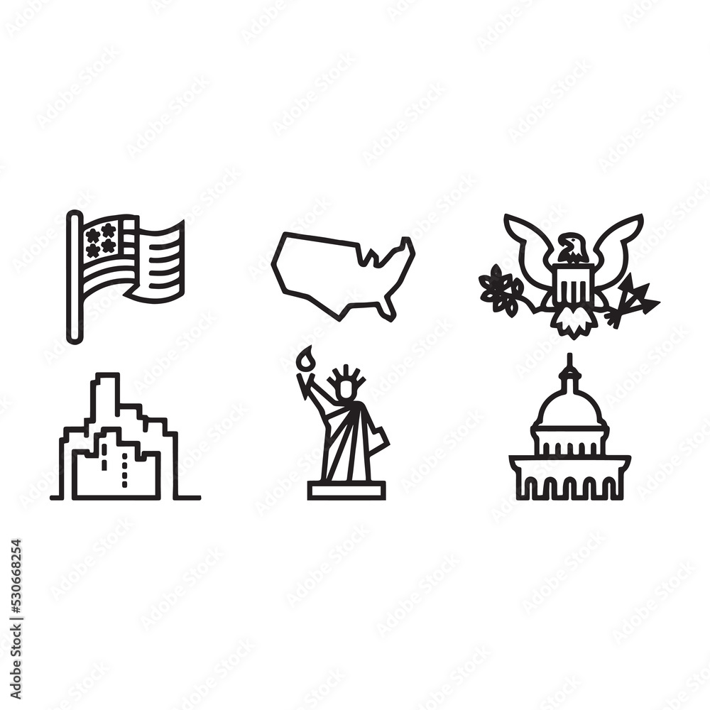 set of icons with landmarks set of icons with landmarks