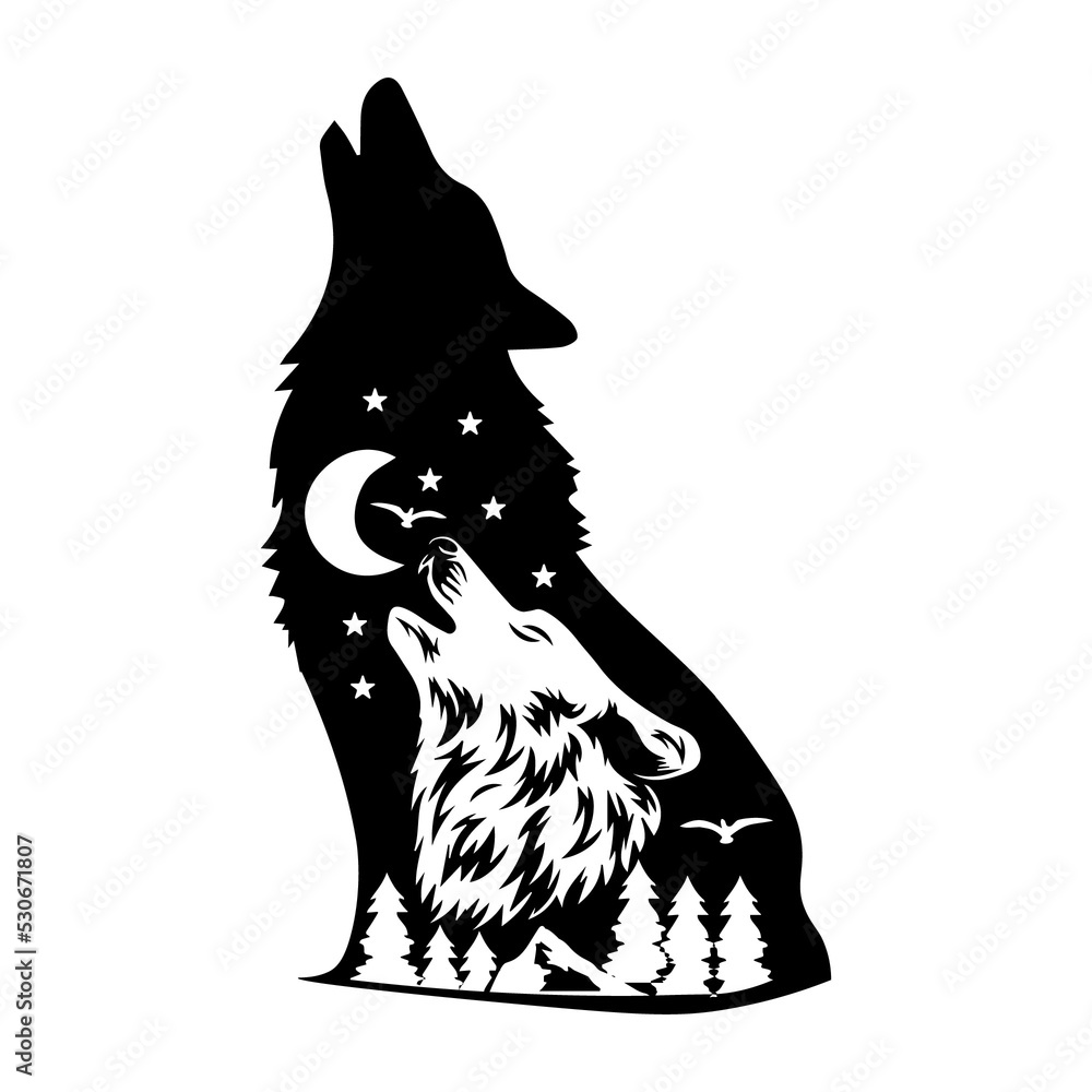 wolf svg, howling wolf svg, mountain svg, wolf clipart, wolf png ...