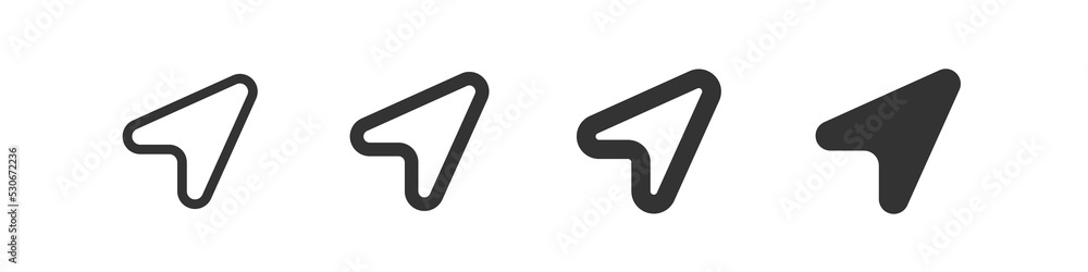 Location arrow icon. Pointer GPS symbol in vector flat Location arrow icon. Pointer GPS symbol in vector flat