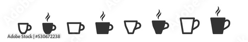 Cup cofee icon. Silhouette tea cup symbol, espresso sign in vector flat