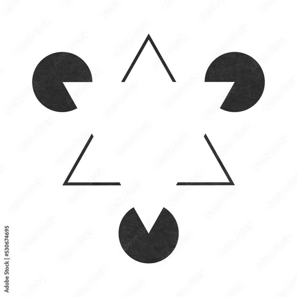 Optical illusion known as the Kanizsa Triangle Illusion Stock ...