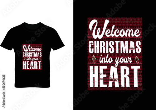 Trendy Christmas Typography Custom T-shirt Design  (ID: 530674625)