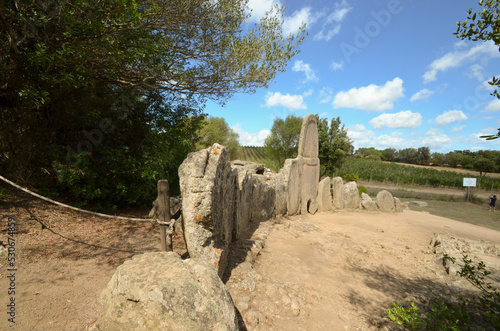 Giants' grave of Coddu Vecchiu, a Nuragic funerary monument located near Arzachena in northern Sardinia, dating from the Bronze Age.