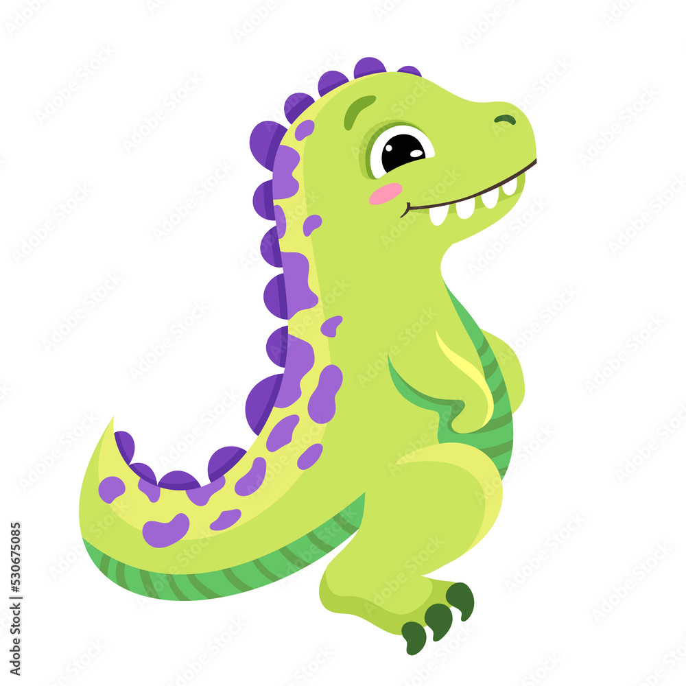 Obraz premium Cute little dinosaur illustration in cartoon style