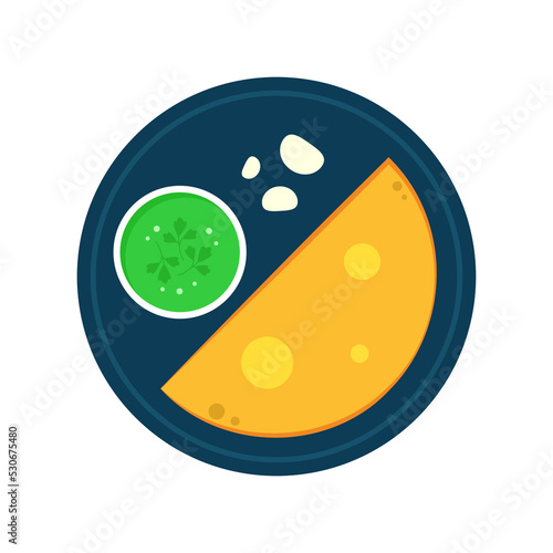 Chapati on blue background. Indian food vector. Indian food Nan : vector illustration.