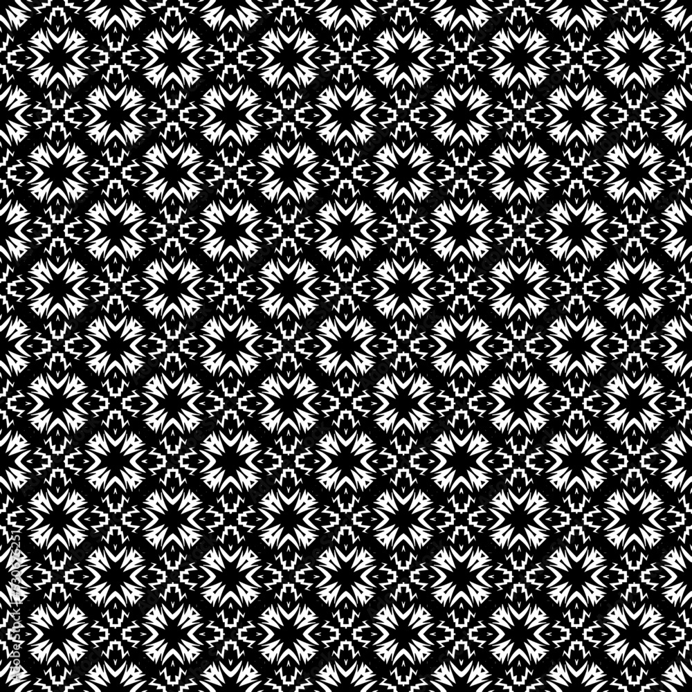 Black and white seamless pattern texture. Greyscale ornamental graphic design. Mosaic ornaments. Pattern template. Vector illustration. EPS10. Black and white seamless pattern texture. Greyscale ornamental graphic design. Mosaic ornaments. Pattern template. Vector illustration. EPS10.