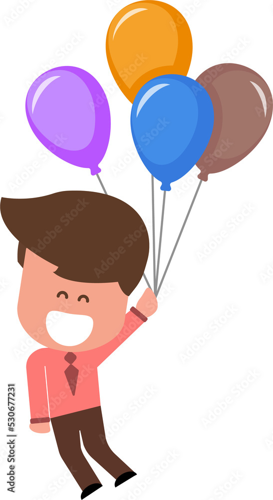 Business Man Flying On Air Balloons Business Man Flying On Air Balloons