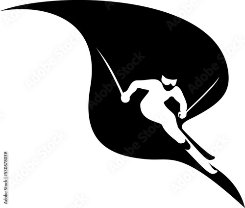 Skier icon Black isolated on white background
