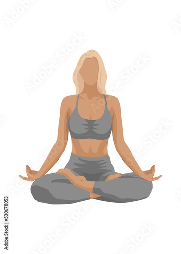 woman practicing yoga in lotus pose in faceless style