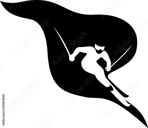 Skier icon Black isolated on white background