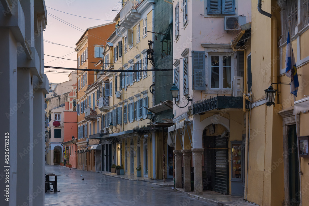 Picturesque cityscape of Corfu street, Greece
