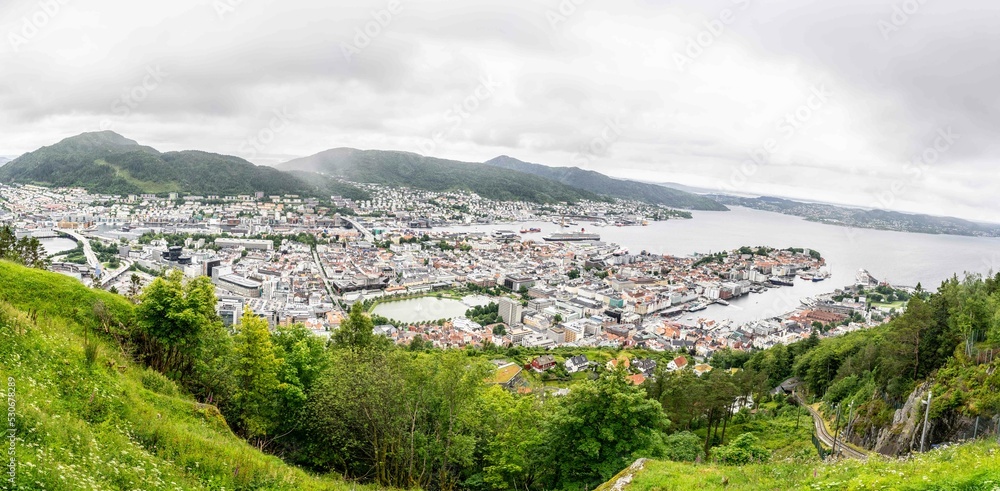 Panorama de la ville de Bergen en Norvège vue d'en haut