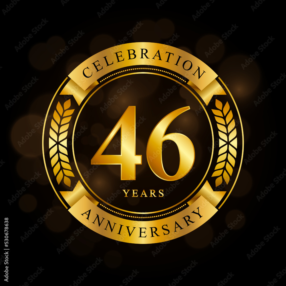 46 Year Anniversary celebration template design, with shiny ring and ...