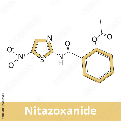 Nitazoxanide. Broad-spectrum antiparasitic and antiviral medication used for the treatment of helminthic, protozoal, and viral infections. Chemical structure.