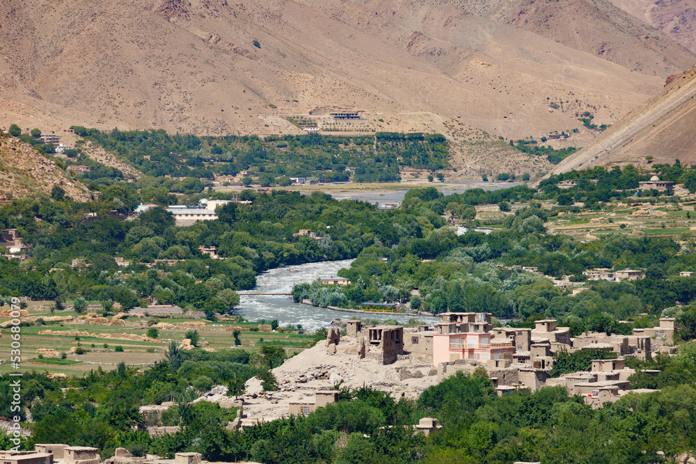 View of Panjshir Valley and Jagalak village from Commandant Massoud Memorial, Afghanistan