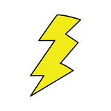 Yellow flash lightning icon with outline. Vector illustration on isolated background.
