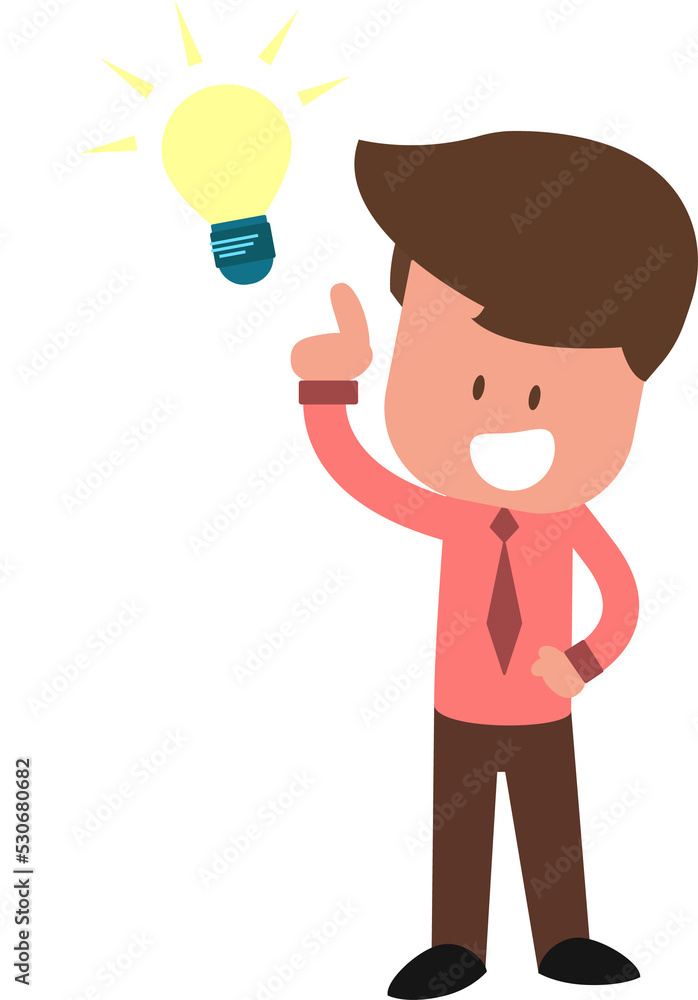 Cartoon character have an idea. Illustration in flat style Light Bulb, Working, Human Brain, Lighting Cartoon character have an idea. Illustration in flat style Light Bulb, Working, Human Brain, Lighting