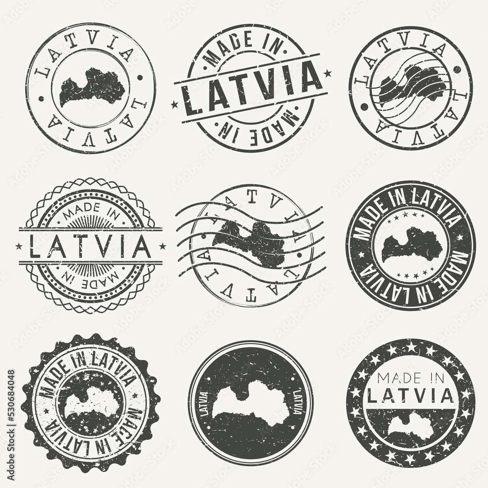 Latvia Travel Stamp Made In Product Stamp Logo Icon Symbol Design Insignia.