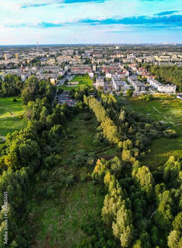 View at Pabianice city from a drone