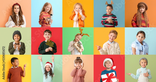 Collage with children in wa...