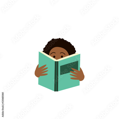 A girl reading a book, read more books concept. Hand drawn Vector illustration. pastel colors, book festival