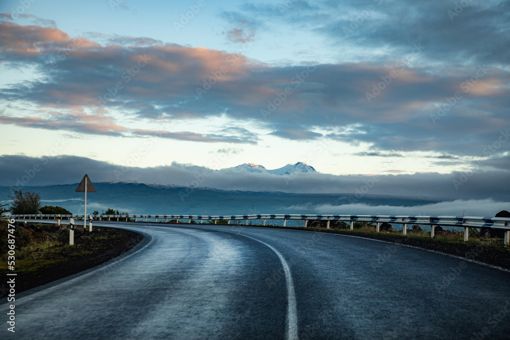 Fototapeta premium asphalt road and dark clouds