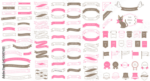 リボン　イラスト　セット　セール・バナー素材