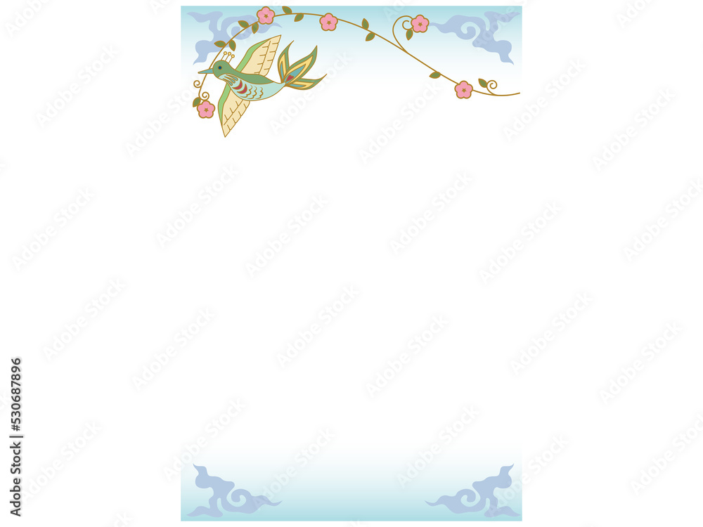 Fototapeta premium 花喰い鳥フレーム