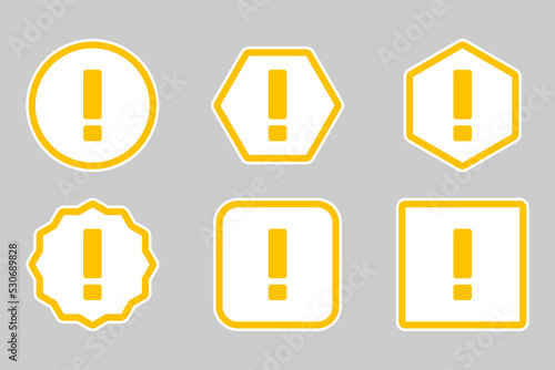 Exclamation mark, Attention sign, Caution icon, Hazard warning symbol, vector mark symbols Yellow style. Exclamation mark Icon Set.