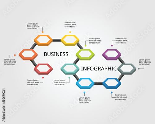 hexagon timeline chart template for infographic for presentation for 10 element