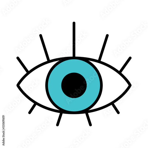 Isolated colored 60s groovy eye emote graffiti Vector
