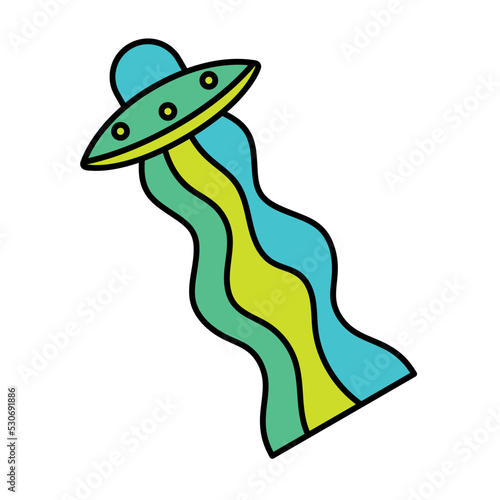 Isolated colored 60s groovy ufo emote Vector