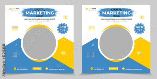 Corporate marketing agency social media square post banner template