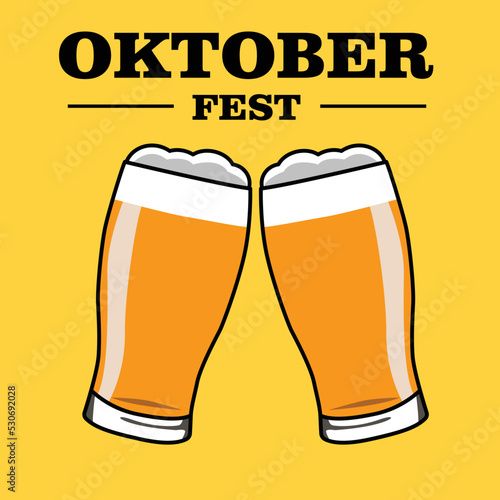 two glass of beer oktober fest vector design